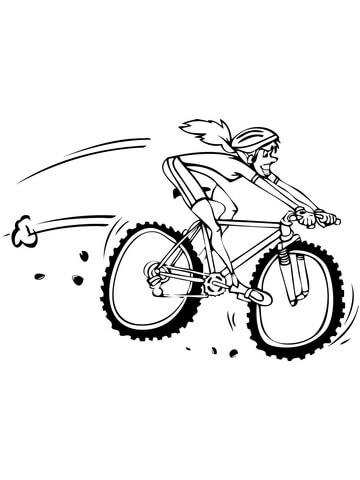 Woman On Mountain Bike Coloring Page